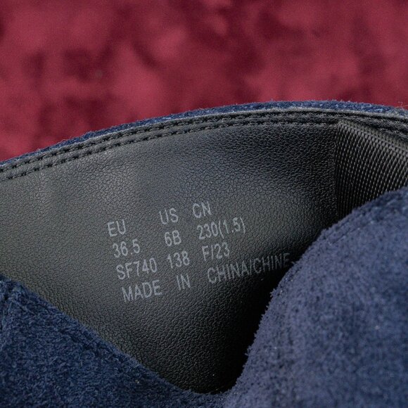 Stuart Weitzman Women Boulevard Nice Blue Suede fashion Western Lug Boots sz 6 - Picture 7 of 8